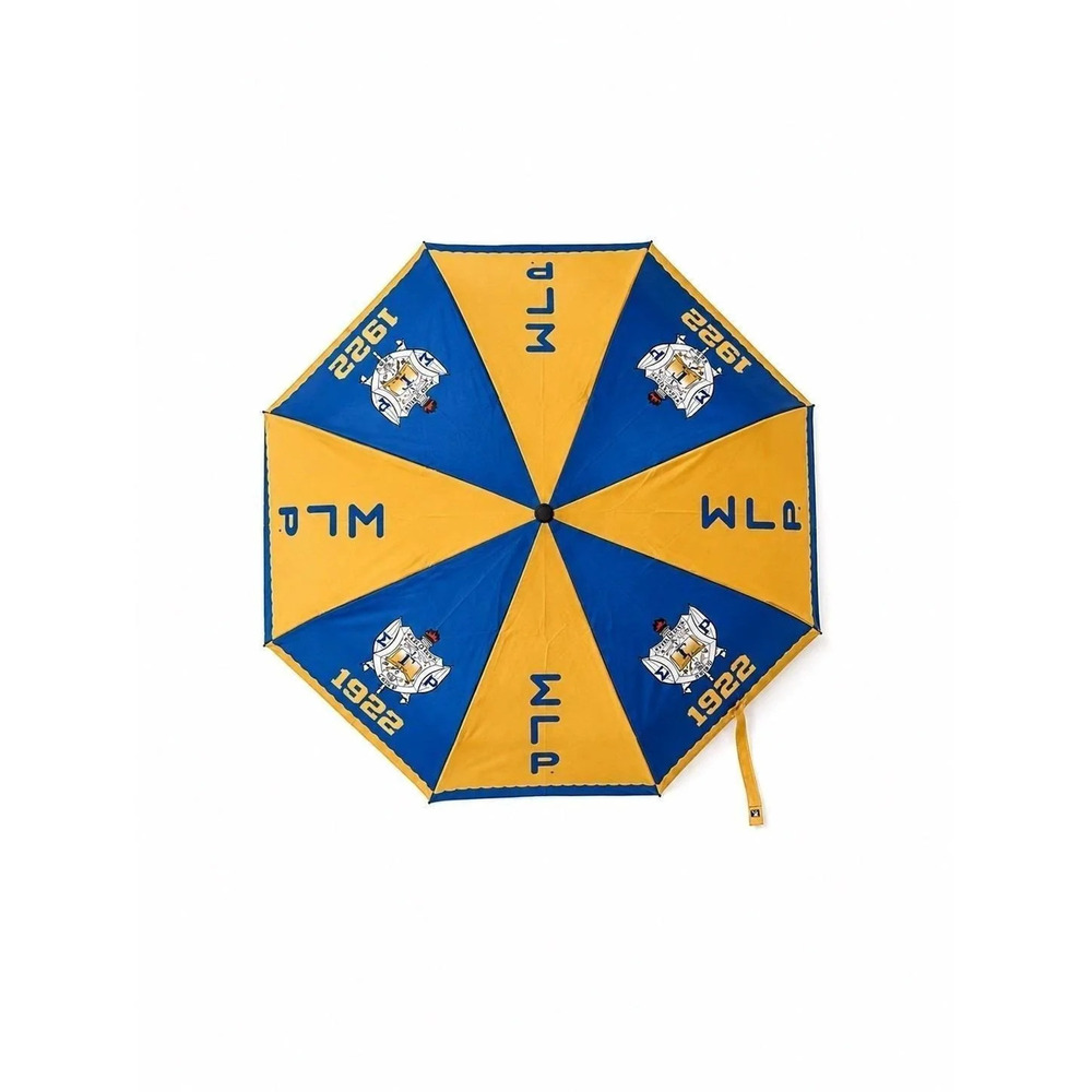 Sigma Gamma Rho Folding Umbrella | Blue & Gold Sorority Rain Umbrella